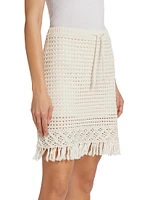 Harlow Drawstring Fringe Miniskirt