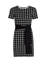 Presley Windowpane Tie-Waist Minidress