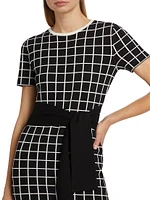 Presley Windowpane Tie-Waist Minidress