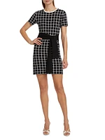 Presley Windowpane Tie-Waist Minidress