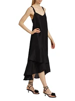 Aubrey Linen-Blend High-Low Midi-Dress