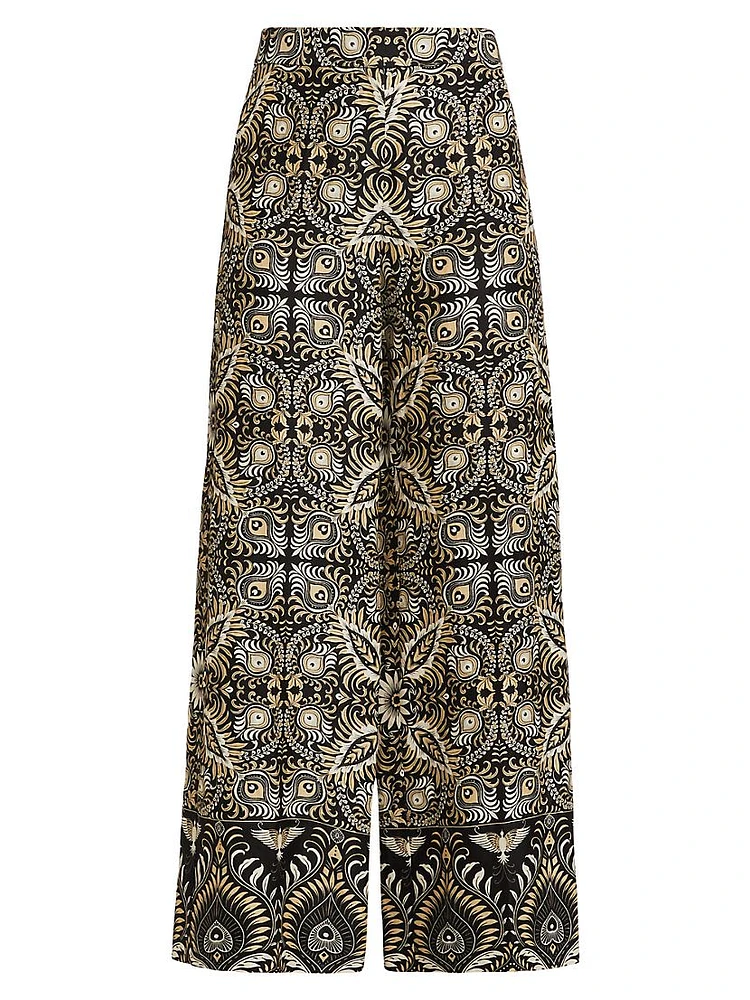 Andres Odyessy Print Linen-Blend Pants