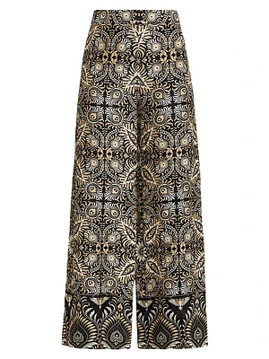 Andres Odyessy Print Linen-Blend Pants