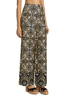 Andres Odyessy Print Linen-Blend Pants