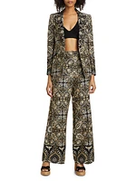 Andres Odyessy Print Linen-Blend Pants