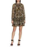 Kaye Metallic Jacquard Tie-Waist Dress