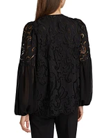 Joan Lace Puff-Sleeve Blouse