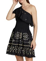 Brooklyn Embroidered One-Shoulder Minidress