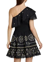 Brooklyn Embroidered One-Shoulder Minidress