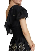 Brooklyn Embroidered One-Shoulder Minidress