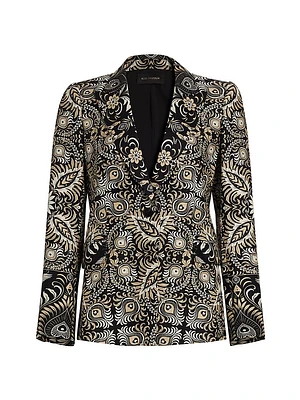 Sarai Odyessy Print Linen-Blend Jacket