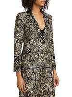 Sarai Odyessy Print Linen-Blend Jacket