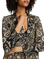 Sarai Odyessy Print Linen-Blend Jacket