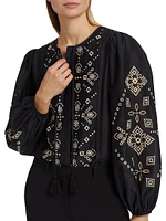 Bridgette Cotton-Silk Embroidered Blouse