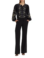 Bridgette Cotton-Silk Embroidered Blouse