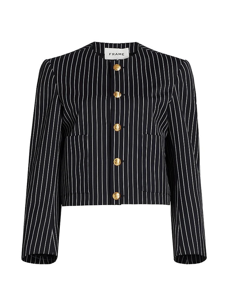 Pinstriped Wool-Blend Jacket