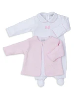 Baby Girl's Collared Footie & Quilted Jacket Set