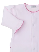 Baby Girl's Embroidered Velour Footie