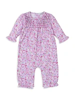 Baby Girl's Floral Unicorn Print Coveralls