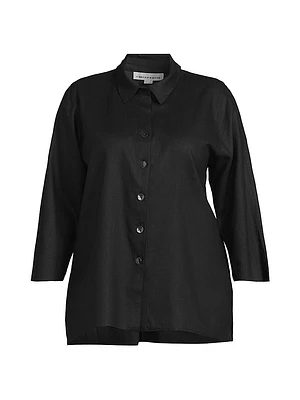 Plus Breezy Button-Front Tunic Shirt