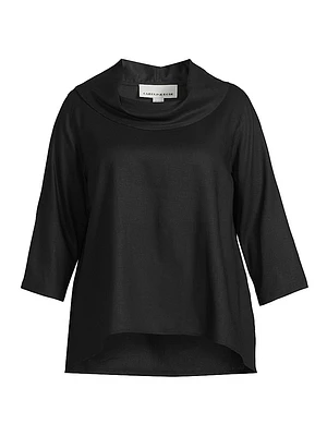 Plus Cowlneck Linen-Blend Tunic