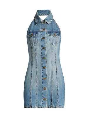 Susanna Denim Halter Minidress