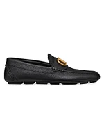 VLogo Signature Grainy Calfskin Driving Loafers