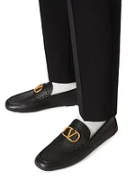 VLogo Signature Grainy Calfskin Driving Loafers