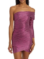 Mercury Metallic Off-The-Shoulder Minidress