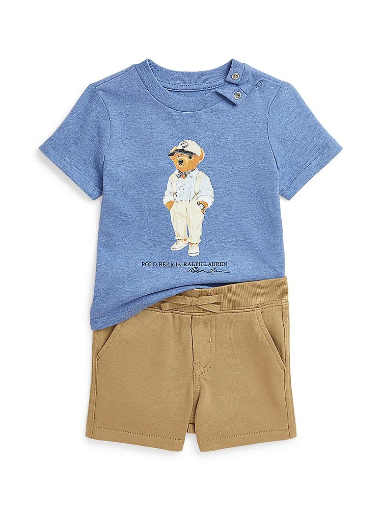 Baby Boy's 2-Piece Polo Bear T-Shirt & Shorts Set