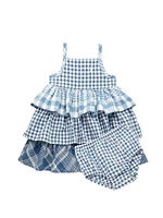 Baby Girl's Plaid Tiered Dress & Bloomers Set