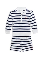 Baby Boy's 2-Piece Striped Half-Zip Pullover & Shorts Set