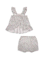 Baby Girl's Floral Dress & Bloomers Set