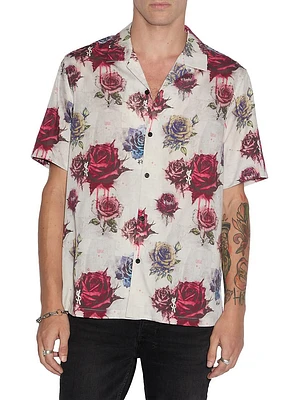 Graffiti Rose Camp Shirt