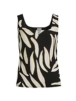 Breezy Leaves Split Neck Tank Top