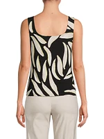 Breezy Leaves Split Neck Tank Top