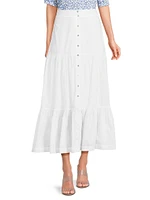 Cotton Tiered Midi-Skirt