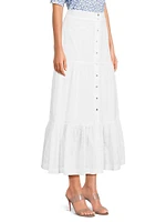 Cotton Tiered Midi-Skirt