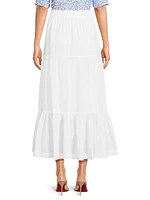 Cotton Tiered Midi-Skirt