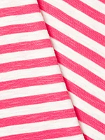 Stripe Three-Quarter Sleeve Cotton-Blend T-Shirt