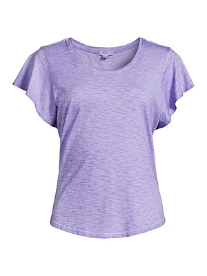 Flutter-Sleeve Cotton T-Shirt