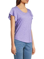 Flutter-Sleeve Cotton T-Shirt