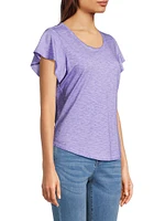 Flutter-Sleeve Cotton T-Shirt