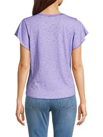 Flutter-Sleeve Cotton T-Shirt