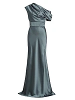 Satin One-Shoulder Gown