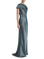 Satin One-Shoulder Gown