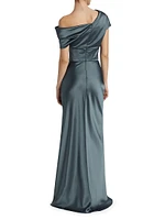 Satin One-Shoulder Gown