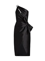 One-Shoulder Bow-Accented Cocktail Dress