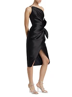 One-Shoulder Bow-Accented Cocktail Dress