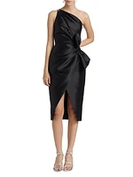 One-Shoulder Bow-Accented Cocktail Dress